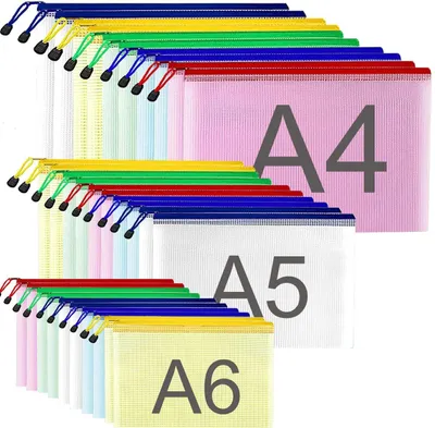 Obrázok produktu pre Dokumentové priečinky formátu A4, A5 a A6, 30 kusov, so zipsom