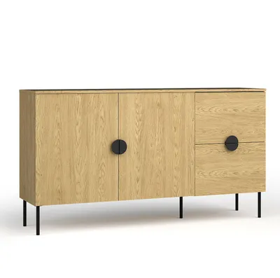 Image de AX LIVING Grande commode Brunelli 160 cm chene Baltic Commode moderne