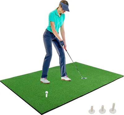 Produktbild von GOPLUS 1,5 ×1m Golf Übungsmatte, Indoor & Outdoor Abschalagmatte mit 3 Gummi Tees & 2 Abschlagpositionen, Aufrollbare & Tragbare Trainingsmatte mit TPR-Basis