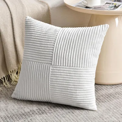 Produktbild von Kissenbezug 35x35 cm Kordsamt Weiß Quadratisch/Gestreift 1 Stück
