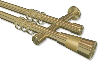 Produktbild von Interdeco Gardinenstange, Vorhangstange Messing-Optik Modell Prestige Tanara, 20 mm Ø 2-läufig, 440 cm (geteilt)