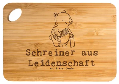 Produktbild von Mr. & Mrs. Panda Brett Schreiner Leidenschaft - Transparent - Geschenk, Frühstücksbrettchen, Schneidebrett, Holzbrett, holzschneidebrett, schneidunterlage