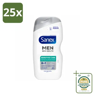 Imagen del producto de 25 unidades de gel de ducha Sanex Men Sensitive, 400 ml, pack ahorro