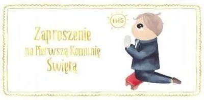 Zdjęcie produktu dla Zaproszenia na Komunię Chłopiec Złote Zdobienia