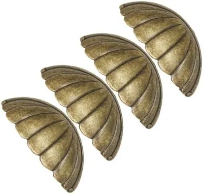 Produktbild von 4 Stück Vintage Möbelgriffe aus Bronze Halbrunde Schubladengriffe im Muschel design Langlebige Schrank Kleiderschrankgriffe Dekorative Metallgriffe für Küchen Wohnmöbel
