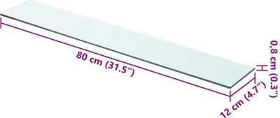 Image de vidaXL Étagère en verre Transparent 80x12 cm