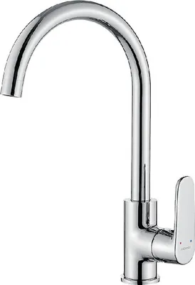 Immagine prodotto di Miscelatore per lavabo a U con bocca d'erogazione argentata Dima