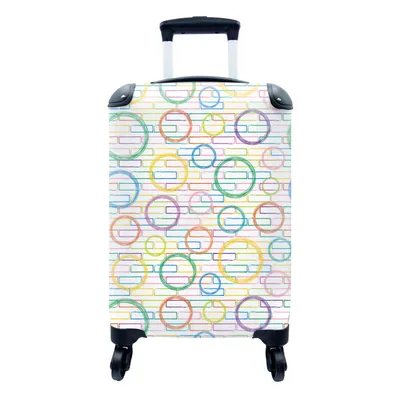 Produktbild von MuchoWow® Koffer Handgepäck Trolley Rollkoffer Kleine Reisekoffer mit 4 Rollen - Wand - Kreis - Muster - Cabin Size < 55x40x23 cm & 55x40x20 cm - Fotokoffer - Kabinenkoffer - Boardgepäck - Reise-Box - Reisekoffer - Reisegepäck - Koffer mit Bild - Trolley für Kinder