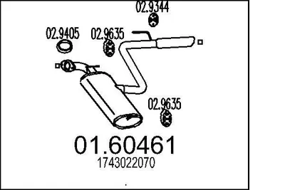 Produktbild von MTS 01.60461 Endschalldämpfer für TOYOTA CELICA (ZZT23) Auspuff