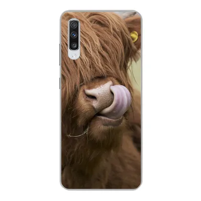 Produktbild von MuchoWow® Handyhülle Schutzhülle Hülle für Samsung Galaxy A70 Schottischer Highlander - Braun - Tiere Silikon Softcase Handy Hülle - Schutzhaube