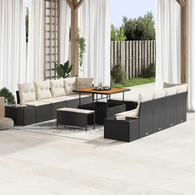 Produktbild von "Rabatt" Gartensofa-set - Balkonmöbel/Terrassenmöbel - mit Kissen 11 pcs Schwarz Poly-Rattan - Lounge-Dining set CC13358
