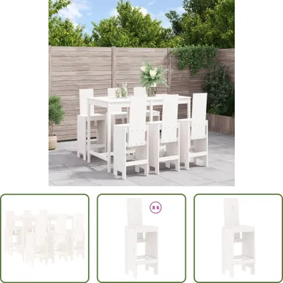 Image de The Living Store Ensemble de bar de jardin 7 pièces blanc pin massif
