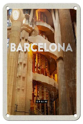 Produktbild von Blechschild Reise 12x18cm Barcelona Spanien Mittelalter Bild Schild