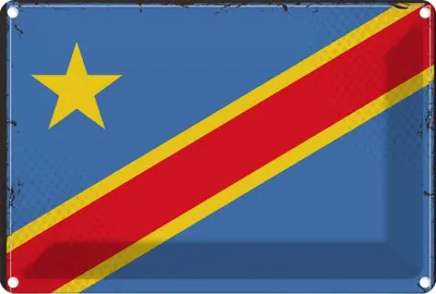 Produktbild von vianmo Blechschild 12x18 cm DR Kongo democratic Congo Flagge Fahne Wappen