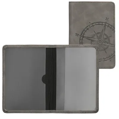 Produktbild von kwmobile Fahrzeugschein Hülle mit Kartenfächern - Kunstleder Etui Tasche Zulassungsbescheinigung - Kompass Vintage Grau