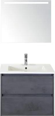 Produktbild von Badmöbel-Set Sanox Porto BxHxT 71 x 170 x 51 cm Frontfarbe beton anthrazit mit Waschtisch Keramik weiß und Waschtischunt