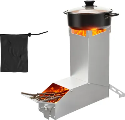 Obrázek produktu pro XMTECH Rocket Stove vysoce výkonný raketový vařič, lehký, kompaktní, ideální pro venkovní vaření a mobilní vytápění, stříbrný