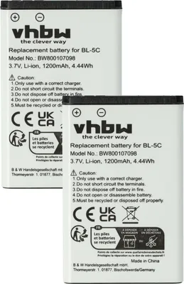 Produktbild von vhbw 2x Akku Ersatz für Snom 10000058 für Handy Smartphone Telefon (1200 mAh, 3,7 V, Li-Ion)