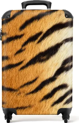Produktbild von NoBoringSuitcases.com® Koffer Handgepäck Trolley Rollkoffer Kleine Reisekoffer mit 4 Rollen - Tigerdruck - Mantel - Tiere - Tierdruck - Cabin Size < 55x40x23 cm & 55x40x20 cm - Fotokoffer - Kabinenkoffer - BoardgepäckHandgepäck Koffer 55x35x20 cm, 36L,
