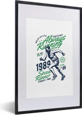 Produktbild von MuchoWow® MuchoWow® Gerahmtes Poster Laufen - Vintage - Poster 40x60 cm - Poster mit zchwarzem Bilderrahmen - Poster in Rahmen