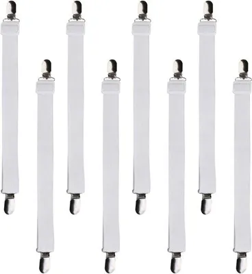 Produktbild von Famanu Lakenriemen Set 8 Stück - Verstellbare elastische Spanner mit Metallclips