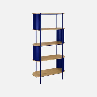Immagine prodotto di Libreria in metallo curvato e legno a 5 livelli, Blu
