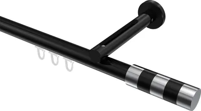 Produktbild von Interdeco Innenlaufstange / Gardinenstange mit Innenlauf Schwarz, Typ Siteno Mavell (Zylinder Bicolor), 20 mm Ø 1-läufig, 200 cm