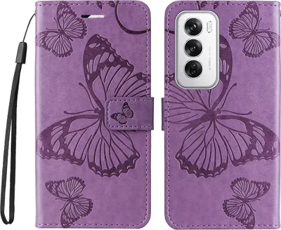 Produktbild von OPPO Reno12 Hülle - Coverup Schmetterlinge Klapphülle - Lila