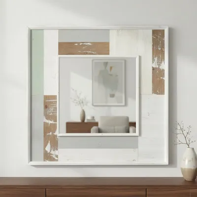 Zdjęcie produktu dla Mucola lustro ścienne lustro dekoracyjne lustro do szafy lustro drewniane 80CM shabby chic lustro łazienkowe lustro vintage lustro do przedpokoju lustro wewnętrzne lustro dekoracyjne