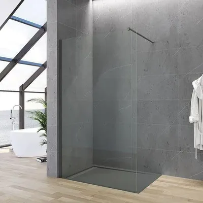Produktbild von Duschwand Glas Grau 110x200cm 8 mm ESG Sicherheitsglas Lotuseffekt