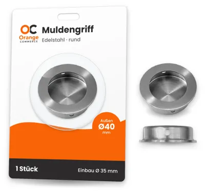 Produktbild von Muldengriff Griffmulde Muschelgriff EDELSTAHL Möbelgriff Griffmuschel Griff 40mm