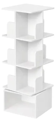 Immagine prodotto di Libreria a 4 ripiani, scaffale girevole con vani aperti | Bianco | 40x40x124,6 cm