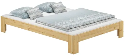 Produktbild von Französisches Bett 140x200 Kiefer Bettrahmen Gästebett massiv Zubehör wählbar V-60.67-14ohne Zubehör