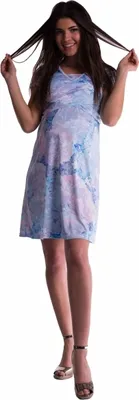 Produktbild von Be MaaMaa Umstandskleid und Stillkleid mit Blumenmuster - blaue Blumen - Größe 5 mm. S Größen von Umstandskleid