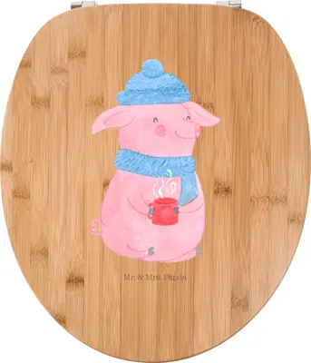 Produktbild von Mr. & Mrs. Panda Klobrille Schwein Glühwein - Transparent - Geschenk, Weihnachtsmarkt, Toilettendeckel, Nikolaus, Punsch, Glühschwein, Klo-Deckel, klo deckel, WC Sitz