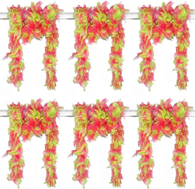 Produktbild von 6 Stück Gelb-Pinke Federboa (60g / 180cm)