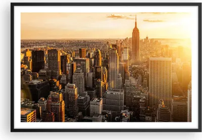 Produktbild von Gerahmtes Poster - Schwarzer Rahmen - New York Wolkenkratzer Manhattan - 91,5x61 cm - Wand Bild - Wanddeko - Wandbilder - Wandposter - Bilderrahmen - Bilder - Kunstdruck - Wandbild - P2BAA91x61-2672