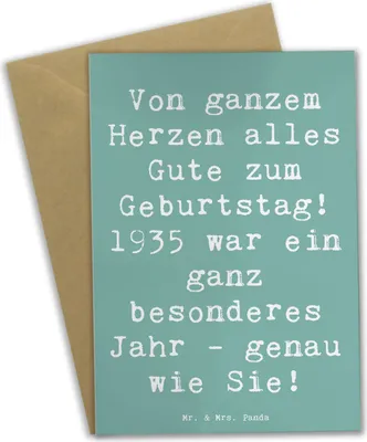 Produktbild von Mr. & Mrs. Panda Klappkarte Spruch 1935 Geburtstag - Meeresbrise - Geschenk, Jahrgang feiern, Grußkarten, Herzliche Grüße, Ehrentag, besonderes Jahr, Glückwunsch, Alter