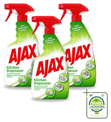 Produktbild von 3 x Ajax Küchen-Entfetter-Spray - entfernt hartnäckiges Fett - 750 ml - Großpackung - 3 Stücke
