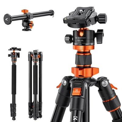 Immagine prodotto di K&F CONCEPT, treppiede da 200 cm / 78 pollici, treppiede per fotocamera, con colonna centrale inclinabile a 90°