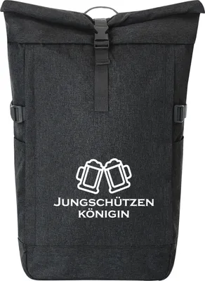 Produktbild von Huuraa Kurierrucksack Jungschützenkönigin Schützenfest 30-44 Liter Black Melange Fairtrade Rolltop Rucksack Geschenkidee
