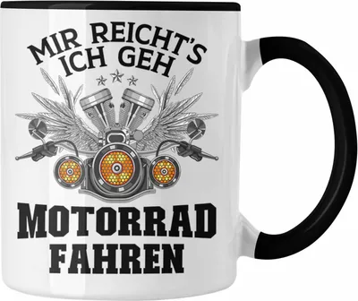 Produktbild von Trendation - Motorradfahrer Geschenk für Männer Motorrad Tasse mit Spruch Kaffeetasse für Biker Herren (Schwarz)