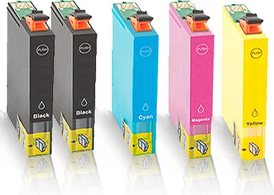 Produktbild von 5x kompatible Tintenpatronen für Epson Workforce WF 7110DTW WF 7610DWF WF 7620DTWF WF 7600 C13 T2701 4010 C13 T2702 4010 C13 T2703 4010 C13 T2704 4010 Black Cyan Magenta Yellow Sparset KCMY