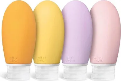 Zdjęcie produktu dla Zestaw 4 silikonowych pojemników podróżnych o pojemności 100 ml, bez