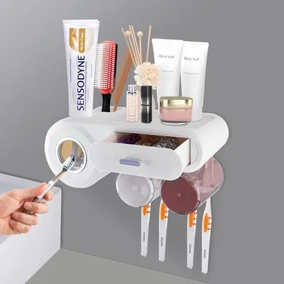 Produktbild von Automatische Tandpastadispenser mit Staubdichtverschluss und 4 Zahnputzhalterfächern