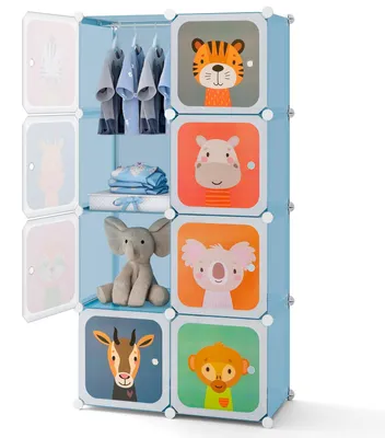 Image de FANTASK : Armoire pour enfants, armoire modulaire en plastique avec 8 compartiments, pour le rangement