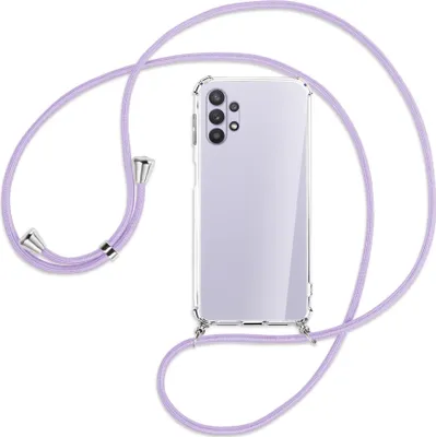 Produktbild von Handykette Backcover-Schutzhülle mit Band (Metall silberfarben) für Samsung Galaxy A32 5G - violett