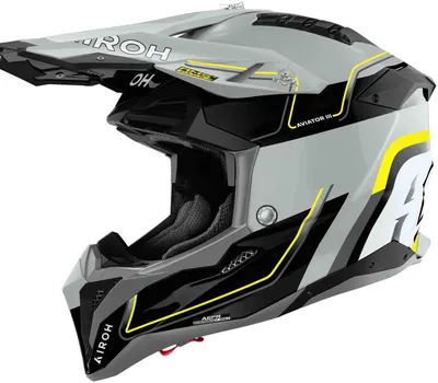 Produktbild von Airoh Aviator 3 Leader Motocross-Helm, grau/schwarz/gelb, S  (55/56)