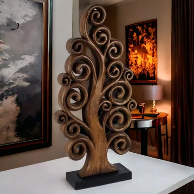 Produktbild von Dekofigur Holz Deko Baum Tischdeko Fensterdeko Dekoration Skulptur Figur Suar