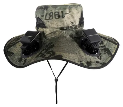Produktbild von Uni-Sonnenhut mit Solarventilator, verstellbar, breite Krempe, integriertem Solarpanel, Kühlventilator, UV-Schutz, Fischerhut
